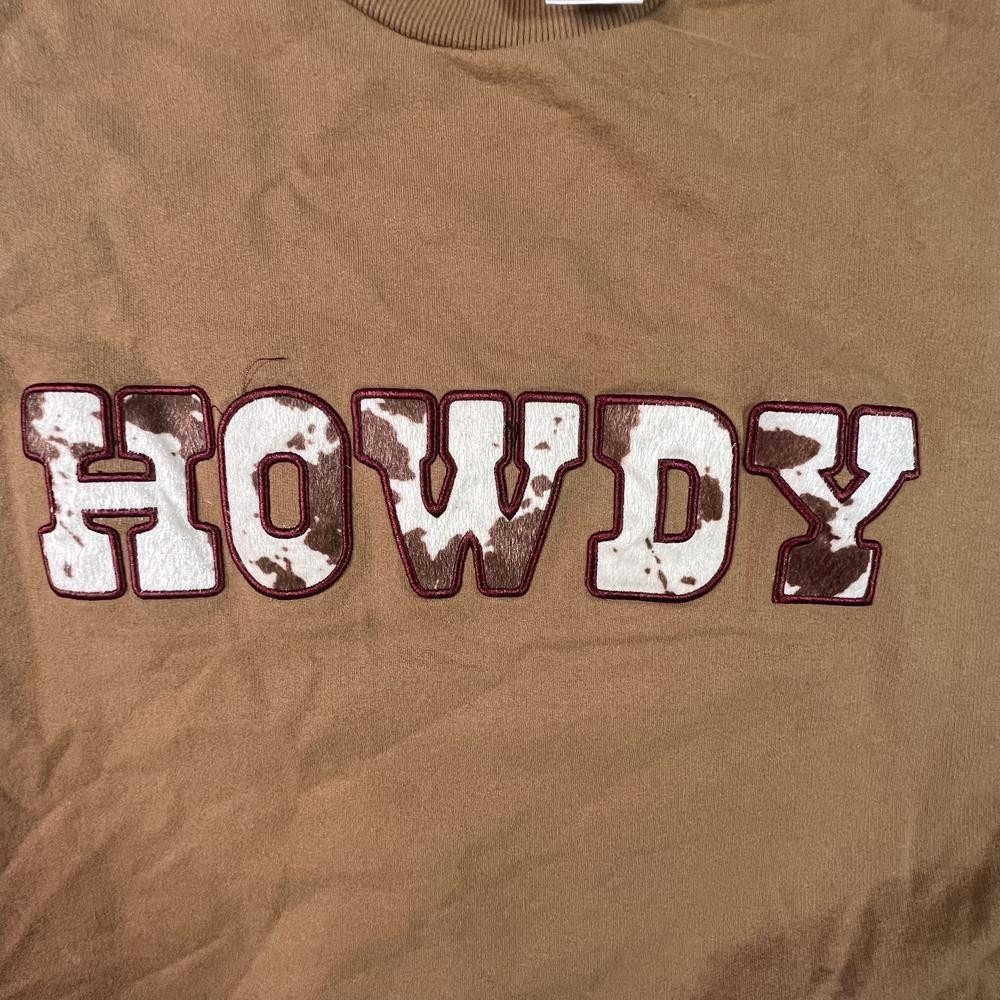 Special Thanks "Howdy" Sweatshirt Women's L Brown Cotton Fleece-Lined Hiking - Picture 8 of 10